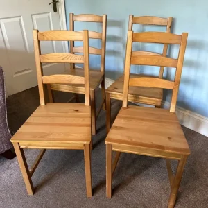 4 Pine Ladder Back Dining Room Chairs D020