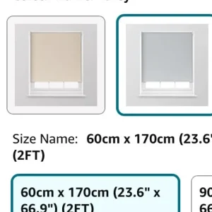 2 x Amazon Roller Blinds Grey 60cm x 170cm Blackout NEW - Image 2