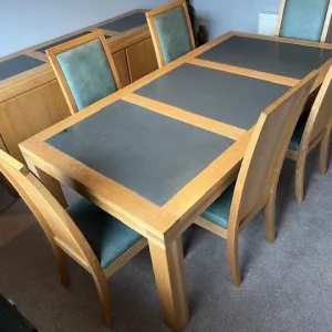 Oak Dining table chairs and sideboard
