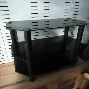 Black glass tv stand