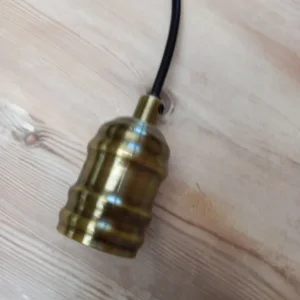 Pendant, 4 bulb, dark wood & brass ceiling light - Image 2