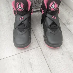 Ladies/girls pink and black Jordan 8 trainers - Size uk 5