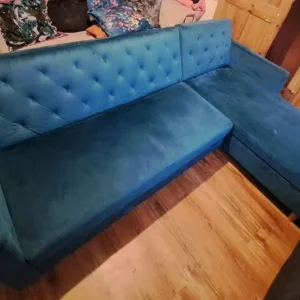 Sofa bed ottoman settee with deck chair and throw - Image 3