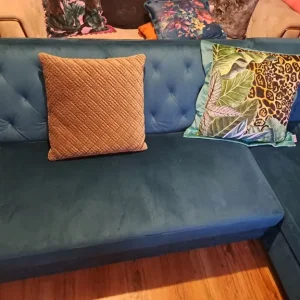 Sofa bed ottoman settee with deck chair and throw - Image 4