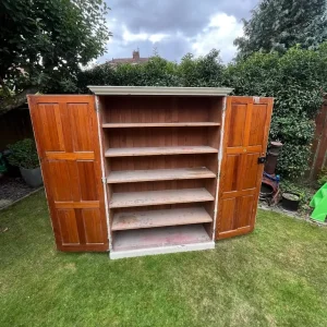 Antique vintage pitch pine school cupboard - Image 6