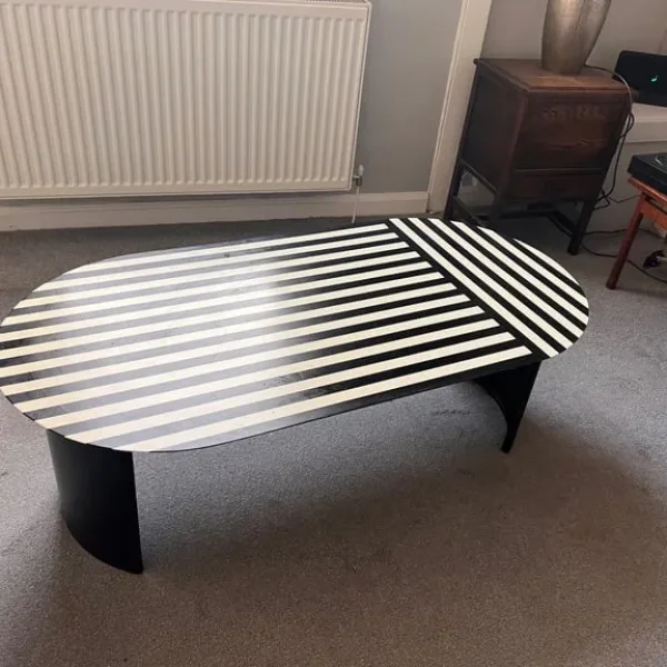 Coffee table - black and white stripe - 70s vibe