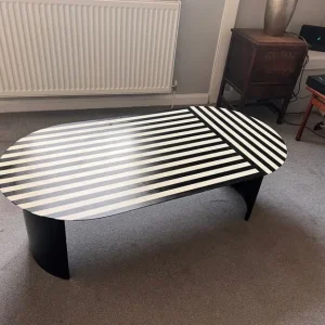 Coffee table - black and white stripe - 70s vibe