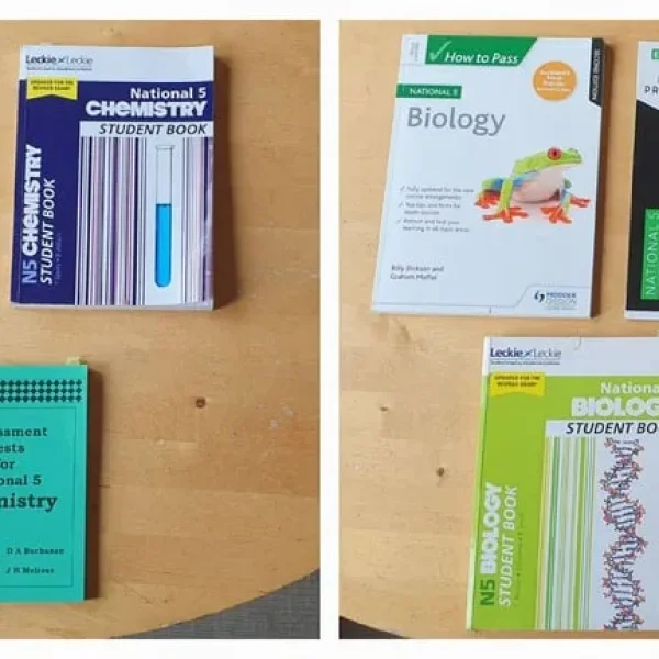 Nat 5 Chemistry and Biology school books