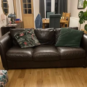 Brown leather 3 seater sofa