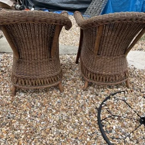 Pair vintage wicker chairs
