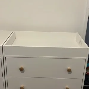 Dresser with changing table and white handles