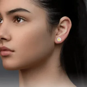 Heart's Art Australia Halo Created Opal Stud Earrings, Swarovski Crystal Accents