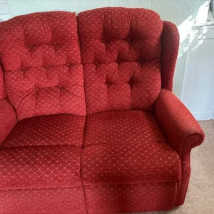 Three piece suite with electric recliner and foot stool