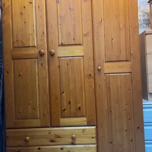 3 Door Pine Wardrobe with 2 Drawers