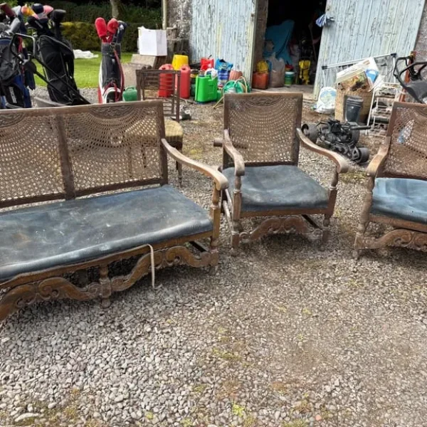 Antique French Berger 2-seater sofa with 2 chairs