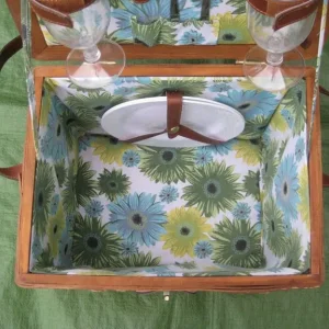 Woven Cane Picnic Hamper with Plates and Spoons - Image 2
