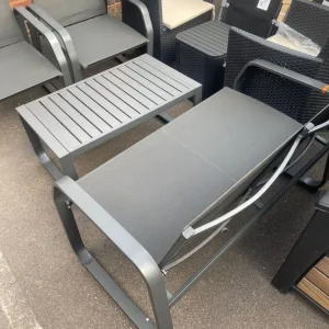 4 Seater Metal Patio Set - Black - Image 2