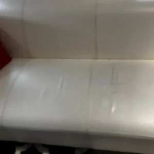 White two-seater leather sofa - Image 2