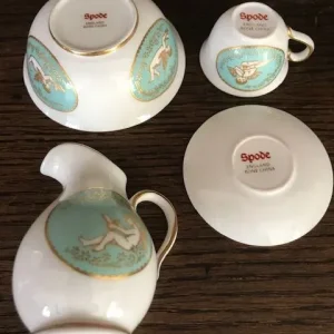 Spode Miniature Porcelain Cup & Saucer And Water Jug & Bowl – Angel Cherub Design - Image 2