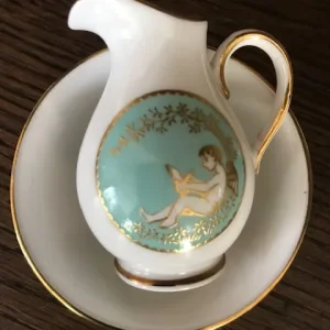 Spode Miniature Porcelain Cup & Saucer And Water Jug & Bowl – Angel Cherub Design - Image 4