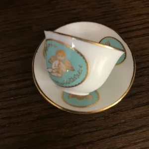Spode Miniature Porcelain Cup & Saucer And Water Jug & Bowl – Angel Cherub Design - Image 6
