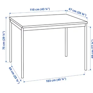 Black Dining Table/Desk 110cm - Image 4