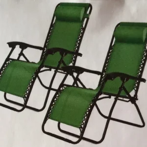2 x Green Zero Gravity garden chairs - Image 5
