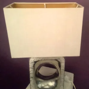 Rectangle Cream Textured Fabric Lampshade (18x25x12cm) + 40W Bulb Included - Image 3