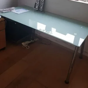 Ikea Galant Desk - White Glass Top 160cm Chrome Base