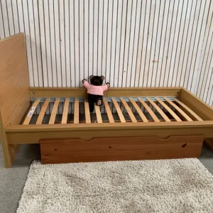 Ikea Luroy Single Bed in Beech with pullout drawer underneath
