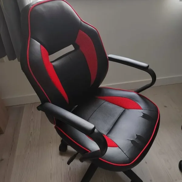 Argos Home Faux Leather Mid Back Gaming Chair - Red & Black