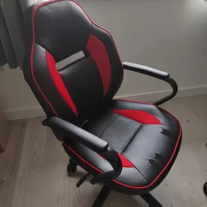 Argos Home Faux Leather Mid Back Gaming Chair - Red & Black
