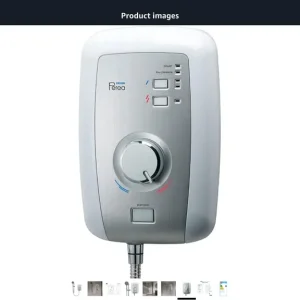 Triton Perea Electric Shower 8.5kW (Opal 3, Aquasurge, Rosato) white with brushed steel finish - Image 5