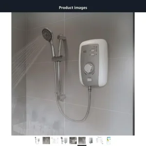 Triton Perea Electric Shower 8.5kW (Opal 3, Aquasurge, Rosato) white with brushed steel finish - Image 6