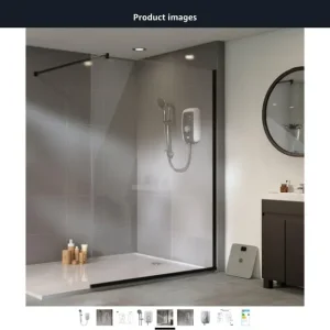 Triton Perea Electric Shower 8.5kW (Opal 3, Aquasurge, Rosato) white with brushed steel finish - Image 7