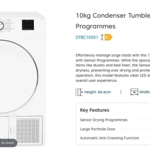 Freestanding tumble dryer, smoke and pet free home
