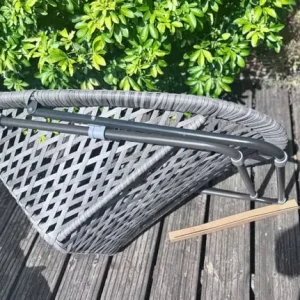 Faux Rattan Folding Garden Bistro Lounge Set with Matching Glass Table - Image 5