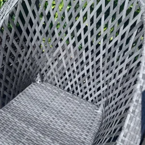 Faux Rattan Folding Garden Bistro Lounge Set with Matching Glass Table - Image 6