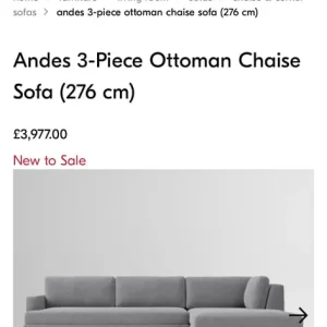 West Elm L-shaped grey sofa with brushed velvet and gold legs - Image 5