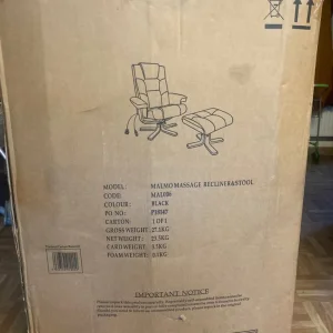 Black faux leather recliner with stool - Image 2