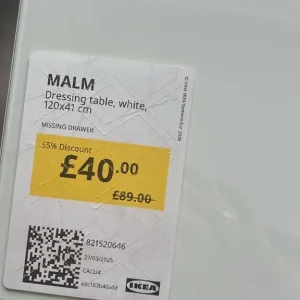 White Ikea MALM Table with White Top - Image 3