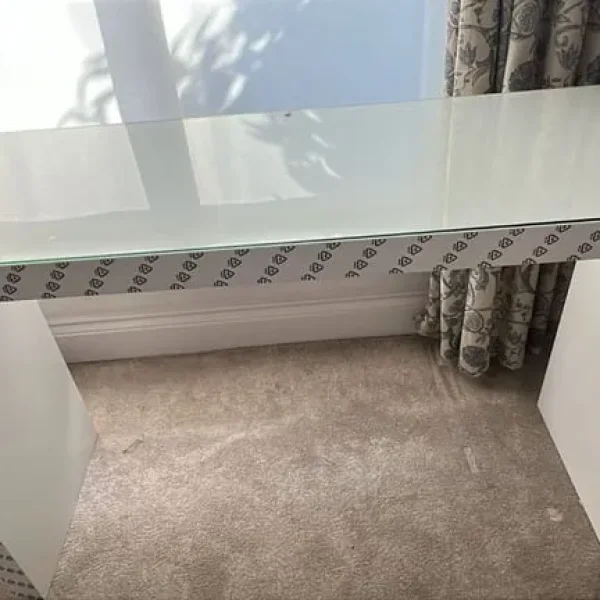 White Ikea MALM Table with White Top
