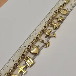 9CT Gold Charm Bracelet with 10 Charms - Image 3
