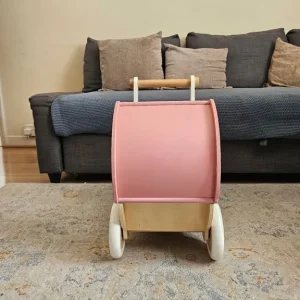 John Lewis Doll's Push-Along Pram Wooden Toy, Pink/Neutral - Image 4