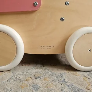 John Lewis Doll's Push-Along Pram Wooden Toy, Pink/Neutral - Image 5