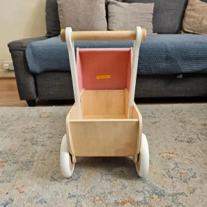 John Lewis Doll's Push-Along Pram Wooden Toy, Pink/Neutral - Image 7