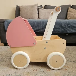 John Lewis Doll's Push-Along Pram Wooden Toy, Pink/Neutral