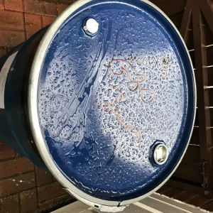 45-gallon oil drum with lid and lock
