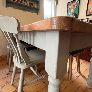 Farmhouse kitchen table with 4 chairs and bench - Image 2