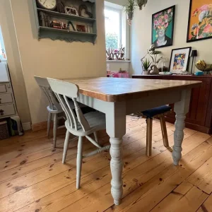 Farmhouse kitchen table with 4 chairs and bench